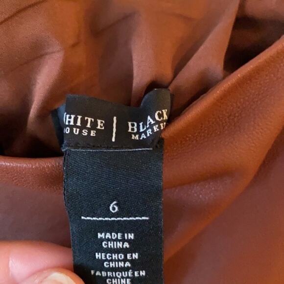 WHBM brown leather split pencil skirt - Picture 11 of 12